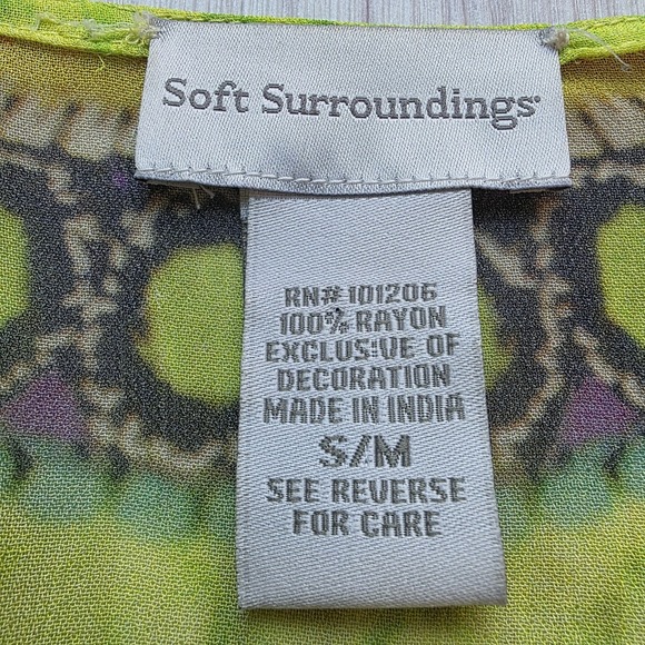 Soft Surroundings Kaftan‎ Tunic S/M Sheer Boho Rhinestone Embellished Coverup - Picture 6 of 12